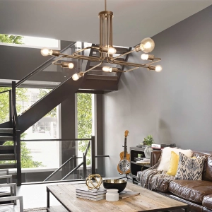 Designerska lampa wisząca z włoch Ideal Lux 160269 Triumph 8xE27 mosiądz