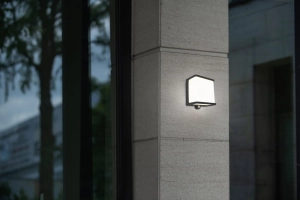 Zewnętrzna lampa ścienna solarna kinkiet na elewację Lutec 6943701125 Doblo LED 12W 4000K IP44 Czujnik ruchu zmierzchu