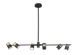 Czarna lampa wisząca listwa z reflektorkami i dodatkiem złotego Max Light P0409 Puma 6xGU10 95cm