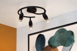 Czarna lampa sufitowa trzy reflektory GU10 na obręczy Lucide 13955/03/30 Caro 