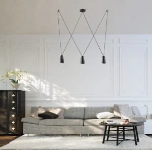 Czarna lampa wisząca w stylu Wireflow Max Light P0399 Sistema 3xG9