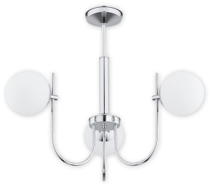 Chromowana lampa sufitowa żyrandol z trzema kloszami kulami Lemir O2853 W3 CH Ape 3xE14