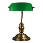 Lampa biurkowa bankierka złota z zielonym kloszem styl vintage MarkSlojd 105930 Bankers 25cm