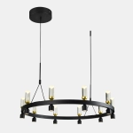 Lampa wisząca czarna obręcz z szklanymi walcami i elementami mosiądzu Italux PND-83812-20 Almelo LED 49W 3000K 81cm x 170cm