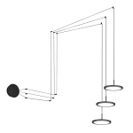 Czarna lampa wisząca z bazą na sufit lub ścianę i linkami 5m Vivida International 0073.34.NE Mystery LED 30W 3000K
