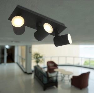 Czarna nowoczesna lampa sufitowa plafon ruchome reflektory Steinhauer 3061ZW Points noirs 3xGU10 32cm