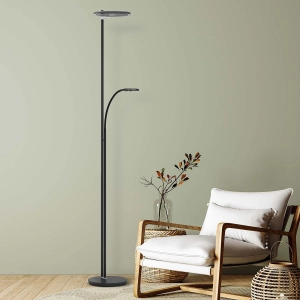 Czarna nowoczesna lampa podłogowa dwa źródła światła Steinhauer 2989ZW Turound Light color  LED 40W + 10W 3000K 187cm