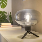 Czarna nowoczesna lampa nocna trójnóg przydymiony klosz Steinhauer 2681ZW Reflexion E27 22cm