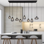 Czarna industrialna lampa wisząca przydymione klosze Steinhauer 2680ZW Reflexion 8xE27 140cm