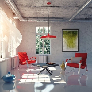 Czerwona okrągła lampa wisząca nad stół Steinhauer 2677RO Krisip E27 50cm