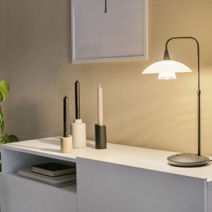 Czarna klasyczna lampa stołowa biały klosz Steinhauer 2657ZW Tallerken G9 45cm