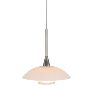 Srebrna nowoczesna lampa wisząca biały klosz Steinhauer 2655ST Tallerken G9 18cm