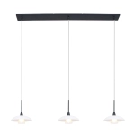 Czarna nowoczesna lampa wisząca listwa transparentne klosze Steinhauer 2654ZW Tallerken 3xG9 108cm