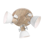 Drewniana okrągłą lampa sufitowa białe reflektory Mexlite 3063W Gearwood 3xE27 30cm