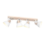 Drewniana industrialna lampa sufitowa białe klosze Mexlite 2729W Gearwood 4xE27 90cm