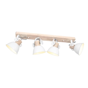 Drewniana industrialna lampa sufitowa białe klosze Mexlite 2729W Gearwood 4xE27 90cm