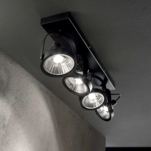 Czarna lampa sufitowa cztery regulowane reflektory Ideal Lux 200255 Glim 4xGU10 65cm żarówki w zestawie