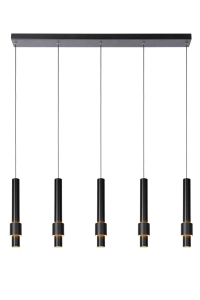 Czarna lampa wisząca nad stół podłużna listwa i walce Lucide 24402/30/30 Margary LED 5x4,3W 2700K