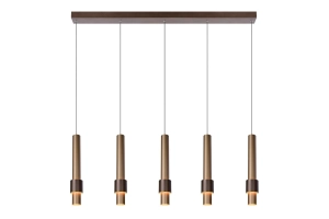 Lampa wisząca nad stół podłużna listwa i mosiężne walce Lucide 24402/30/96 Margary LED 5x4,3W 2700K