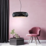 Czarna lampa wisząca z okrągłym foremnym kloszem z nacięciami Light Prestige LP-8069/1P BK Reus 3xE27 47cm x 120cm