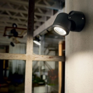Czarny mały zewnętrzny regulowany reflektor na elewację Ideal Lux 129464 Xeno GU10 IP44