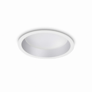 Biała okrągła lampa podtynkowa z ramką Ideal Lux 249032 Deep LED 20W 2750LM 3000K IP44 77stopni 15cm x 5,7cm