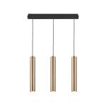 Lampa wisząca nad stół czarna listwa czarne linki i trzy mosiężne walce GU10 Nowodvorski 7863 Eye III 130cm x 62cm