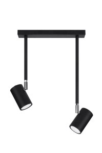 Lampa sufitowa listwa z dwoma czarnymi reflektorami Sollux Lighting SL.1075 Norano 2xGU10