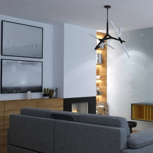 Designerska lampa wisząca czarny stelaż i białe smukłe tubularne klosze Step Into Design ST-1001-6 black Sticks 6 6xG9