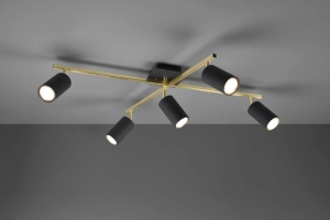 Lampa sufitowa regulowana z reflektorami Trio 612400580 Marley 5xGU10 22cm x 57cm x 75cm czarny złoty