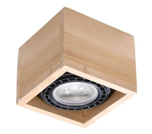 Lampa sufitowa sześcian w kolorze naturalnego drewna Sollux Lighting SL.0915 Quatro ES111
