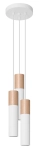 Biała lampa wisząca z walcami z dodatkiem naturalnego drewna Sollux Lighting SL.1013 Pablo 3xGU10
