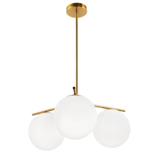 Lampa wisząca trzy białe szklane kule Step Into Design ST-5026-3 brass Venus-3 3xE27 52cm x 123cm mosiądz