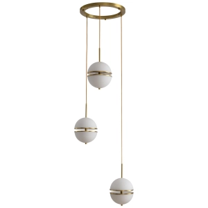 Lampa wisząca białe rozcięte szklane kule na złotym zawiesiu Step Into Design MP0094-3 Sfera-3 LED 3x12W 50cm x 200cm