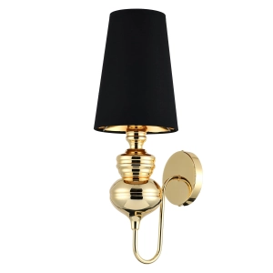 Lampa ścienna kinkiet złoty stelaż i czarny abażur Step Into Design MB-8046-18 black gold Queen E27