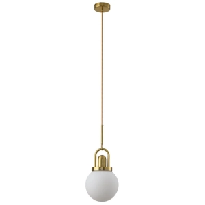 Lampa wisząca mleczna szklana kula na mosiężnym uchwycie Step Into Design MP0093 Pearl E27 20cm x 212cm