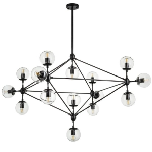 Lampa wisząca transparentne klosze na czarnym szerokim stelażu Step Into Design ST-9047-15 transparent Astrifero 15 15xE27