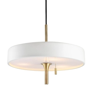 Lampa wisząca biały klosz mosiężny stelaż czarny kabel z włącznikiem sznurkowym Step Into Design MP8872 white Artdeco 3xE14 35cm x 233cm