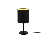 Lampa nocna na nóżce z metalową podstawą i abażurem z tkaniny czarno złota RL R50491080 Jerry E14 28cm