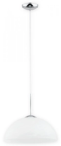 Lampa wisząca biała kula na chromowanym zwisie Lemir O3135 W1 CH Freja E27 34cm