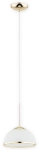 Lampa wisząca z białym kopułowym kloszem i złotymi dodatkami Lemir O3133 W1 ZL Freja E27 19,5cm