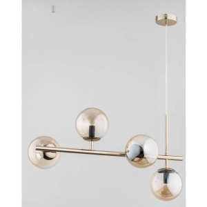 Nowoczesna lampa wisząca podłużna złota bursztynowe klosze szklane kule Vinci Alfa 63040 4xE14 92cm x 71cm