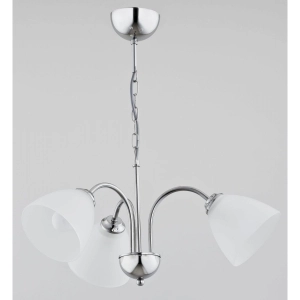 Lampa wisząca na łańcuchu potrójna chrom szklane białe kopułowe klosze Tora Alfa 21253 3xE27 48cm x 48cm