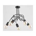 Czarna metalowa lampa sufitowa z kręconymi ramionami i odkrytymi oprawkami Tango Black Alfa 23175 5xE27 41cm x 50cm