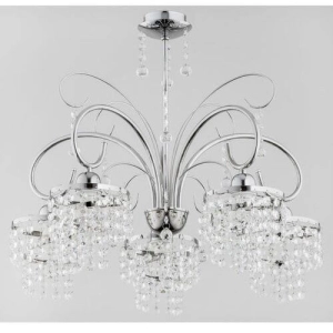 Lampa wisząca chromowana z kryształkami i ozdobnymi ramionami Kalma Alfa 27905 5xE14 52cm x 55cm