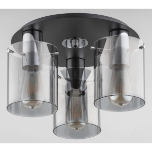 Nowoczesna czarno srebrna lampa sufitowa cylindryczne przydymione klosze Atman Silver Alfa 62195 3xE27 22cm x 38cm
