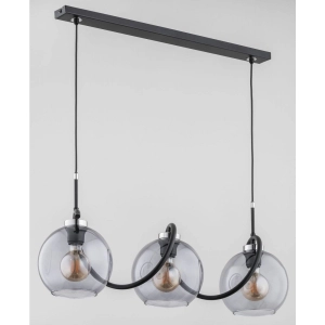 Lampa wisząca na listwie czarna szklane dymione klosze i spiralny stelaż Gotta Belu Alfa 62197 3xE27 90cm x 80cm