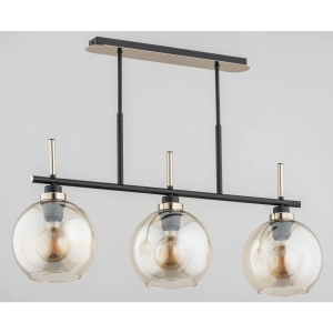 Lampa wisząca czarno złota w stylu loft szklane otwarte bursztynowe klosze kule Dolfi Alfa 62198 3xE27 57cm x 80cm