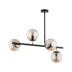 Nowoczesna lampa sufitowa na czarnym stelażu szklane bursztynowe klosze kule Luro Alfa 63031 4xE14 65cm x 75cm