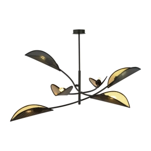 Lampa sufitowa do dużych pomieszczeń Emibig 1106/6 Czarny Lotus 6 Black/Gold 6xE14 102cm czarny złoty